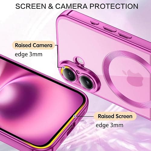 DUEDUE Magnetic Case for iPhone 16 Case Compatible with MagSafe Crystal Clear Phone Case iPhone 16 Slim Shockproof Protective Cover for iPhone 16 Phone Case 6.1 inch Pink thumbnail 7