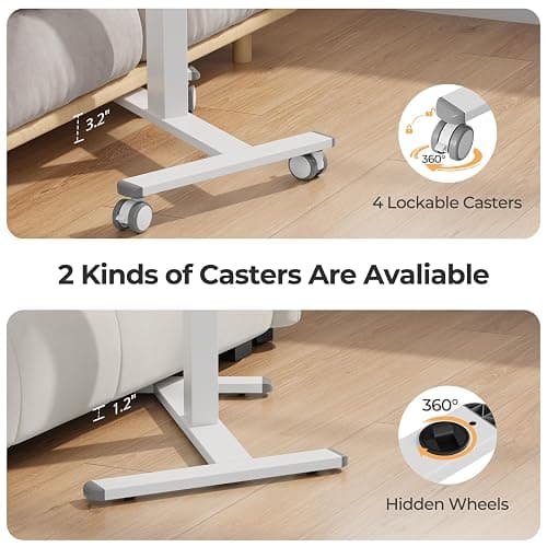 JYLH JOYSEEKER Mobile Standing Desk with Drawer, 35" Small Standing Desk with Cup Holder, Rolling Laptop Desk on Wheels, Height Adjustable Desk with Storage for Home Office, White thumbnail 8