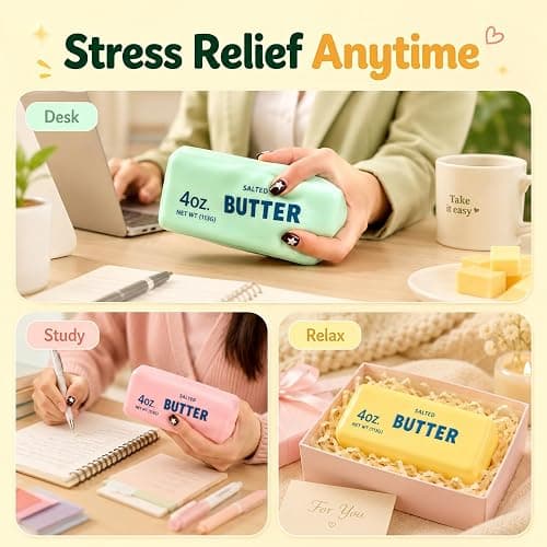Crunchy Butter Squishy Asmr Bead Filled, Slow Rising Squeeze (Green Butter) | Squeeze Stress Butter Stick Squishies Slow Rising Squeeze Portable Rebound Calming Anxiety Relief Tool for Adults thumbnail 5
