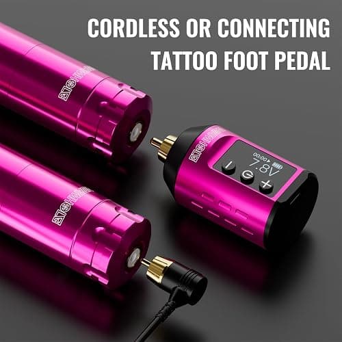 Wormhole Tattoo 79PCS Wireless Tattoo Practice Gun Kit - Battery Pack 1,500mAh Capacity, 20PCS Tattoo Needles, LED Digital Display - Professional Equipment for Beginners and Tattooist - Pink thumbnail 3