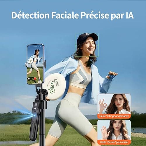yAyusi Automatique Visage Suivi Trépied avec Lumière, sans App, 360° Rotate 180cm Support de Téléphone avec Capteur de Mouvement, Rétractable Support de Caméra pour Vlog/Vidéo/Enregistrement thumbnail 6