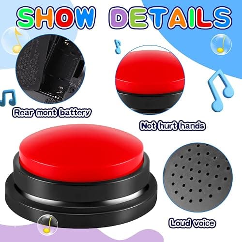 Ovveroche 6 Pieces Recordable Answer Buzzers Button Answer Buzzers Game Show Buzzer Recordable Button Classroom Buzzers Perfect for Study Office Home and Pet Buttons Training Toy thumbnail 2