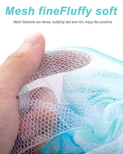 Aquior Bath Sponge Shower Loofahs Balls 60g/PCS Extra Large Mesh Pouf Easy Foaming Body Scrubber Exfoliator for Big Full Lather Cleanse(4 Pack) thumbnail 2