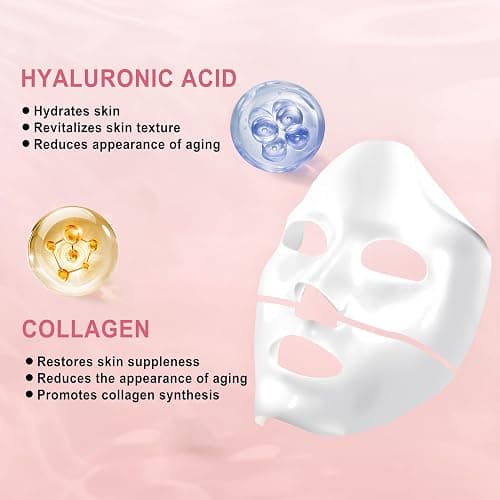 Yargkos 8 Pcs Collagen Facial Mask, Real Deep Hydrogel Face Sheet Mask Skincare, Moisturizing Hydrating Jelly Gel Mask, Elasticity Improvement, Pore Minimizing, Self Care Gifts for Women thumbnail 3