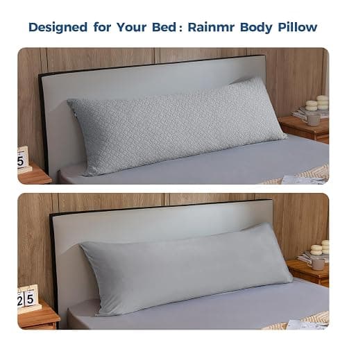 Thick Memory Foam Body Pillow - Full Body Pillows for Side Sleeper - with Grey Cooling Pillowcase 20 x 54 inches (Grey Color) thumbnail 5