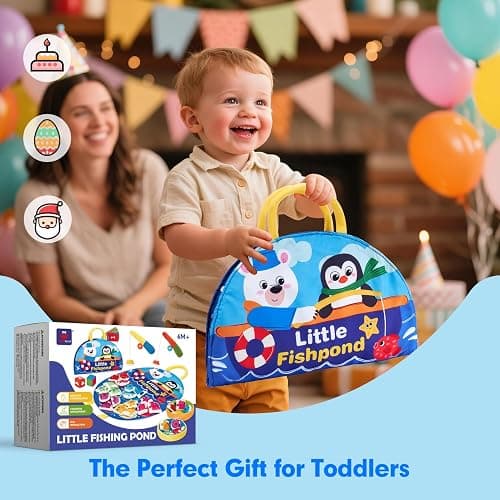 hahaland Montessori Toys for 1 Year Old - Fishing Game for Toddlers 1-3 with Shapes Colors Learning Mat, Dices, Fish, 2 Poles, Cards, 1 Year Old Educational Toys Toddler Games Ages 2 thumbnail 9