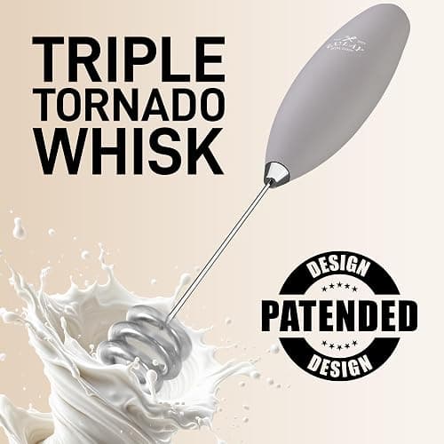 Zulay Kitchen Patented Tornado Triple Whisk Milk Frother with 4 Duracell Batteries – Handheld Foam Maker for Coffee, Lattes, Matcha & Hot Chocolate – Rich, Creamy Froth in Seconds thumbnail 6