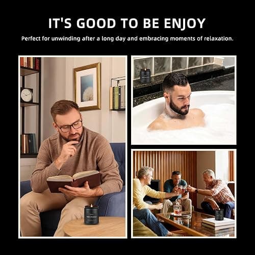 Scented Candles Set | Men Candle Set, Scented Candles for Home, Gifts for Men Aromatherapy Gift Set - 4 Pack Manly Gifts for Dad Fathers Day, Soy Candle of Leather/Smoke & Vanilla/Oak/Lavender thumbnail 8