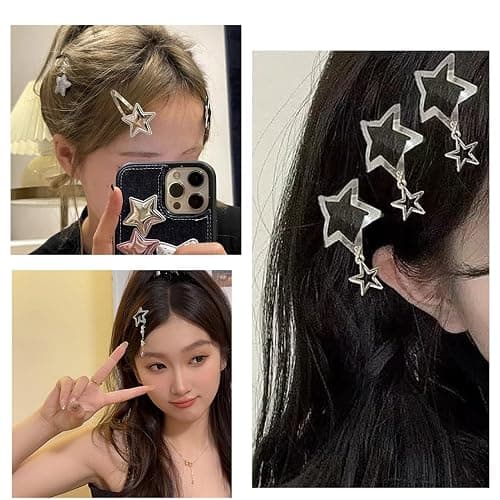 20pcs Silver Hair Clips for Women,Y2K Star Hair Clips,Metal Barrettes 12 Shapes Pentagram Bobby Pin for Girls Styling Star Hairpin Cool Hairpin Set thumbnail 5