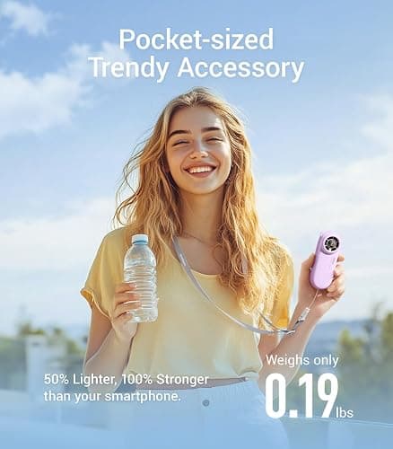 Diveblues Portable Handheld Turbo Fan Rechargeable, High-Speed Mini Turbo Fan, LED Display, Up to 8 Hours, 5 Wind Gear, Travel Hand Held Fans for Outdoor, Holiday, Gifts for Women(Turbobear) thumbnail 3