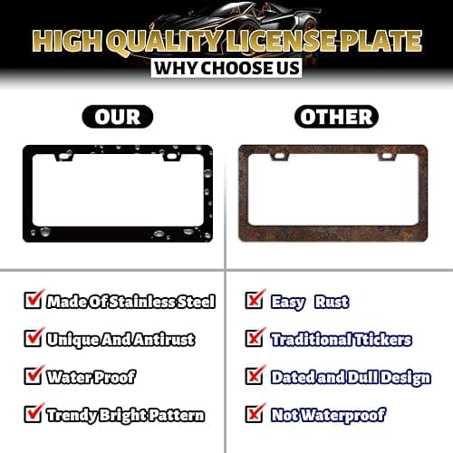 Glitter Stars License Plate Frame Stainless Steel Accessory 12.3"x6.3" | Funny Car Accessories For Men Women Cars Decoration With Holes and Screws Fits Standard U.S. and Canada Vehicles thumbnail 7