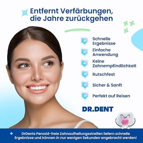 DRDENT Professional Zahnaufhellungsstreifen 21 Anwendungen - Zahnschmelz-sicher - Ohne Schmerzempfindlichkeit - Professionelle Zahnbleaching Strips - 42 Streifen + Mundöffner Inklusive thumbnail 3