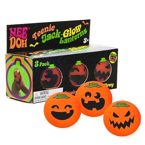Schylling Needohween Teenie Jack Glow Lantern - Glow in The Dark Pumpkin Faces 3 Pack - Image 1