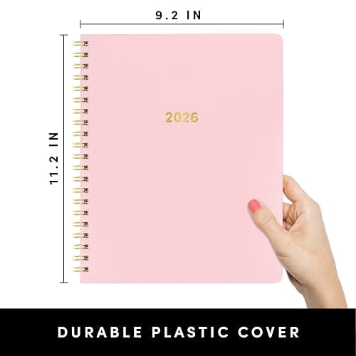 PAPERAGE 2026 Weekly & Monthly Planner, 12 Months (January 2026 - December 2026), 9.2 in x 11.2 in, Spiral Bound 2026 Planner with Weekly, Monthly & Yearly Views, Note Pages & Inner Pocket – Blush thumbnail 2