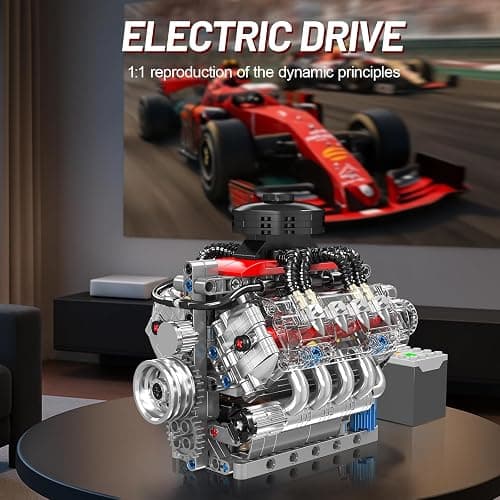 Nueris Mini V8 Engine Model Sets - 487 PCS DIY Building Toys Car Motor Kits That Runs - Gift Idea for Adults Boys Girls for Mechanic Engineering Construction thumbnail 4