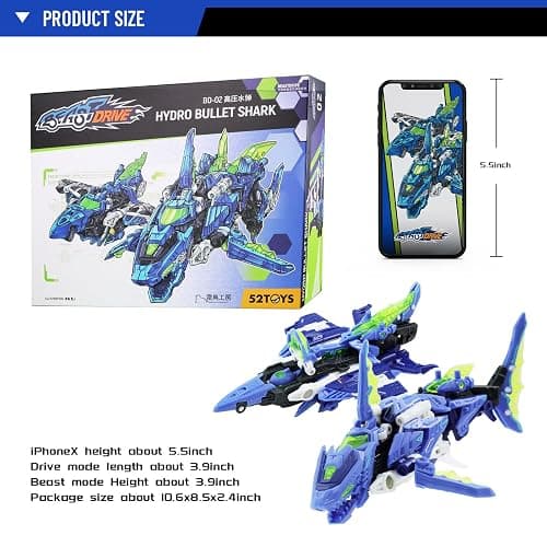 52TOYS BEASTDRIVE BD-02 Hydro Bullet Shark Deformation Toys Action Figure, Converting Toys in Vehicle and Beast, Perfect Birthday Party Gift for Teens and Adults thumbnail 2