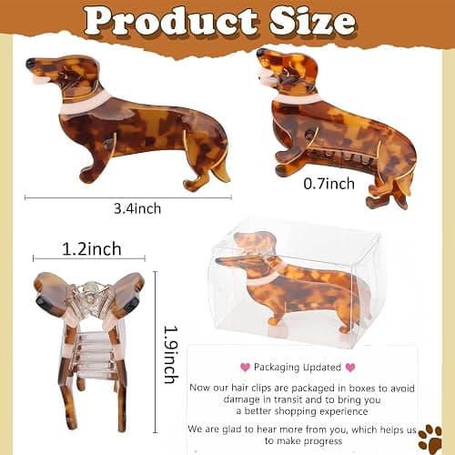 Hapdoo Dachshund Gifts for Women, Acetate Animal Dachshund Dog Hair Clips for Puppy Lovers Gifts, Cute Pet Hair Accessories Stocking Stuffers for Christmas, Birthday thumbnail 3
