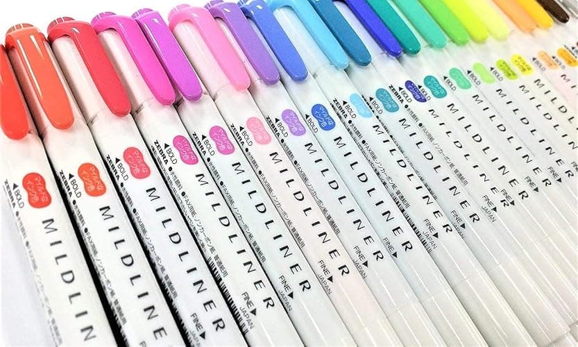 Zebra Mildliner Soft Color Double-Sided Highlighter Pens 35 Full Color Assorted with Sarasa Clip Pen Black 0.5mm and Original Vinyl Pen Case thumbnail 2