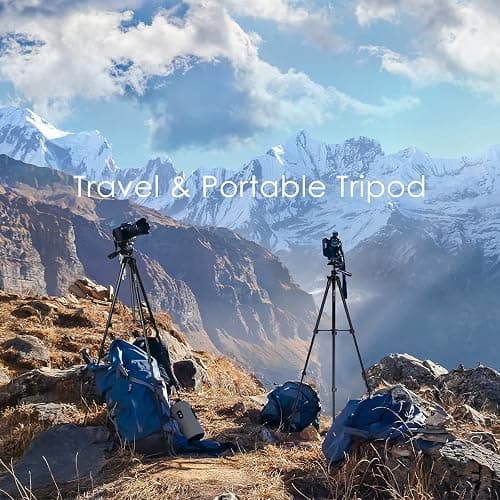 Endurax 60'' Camera Tripod Camera Stand for Canon Rebel Eos Nikon DSLR, Travel Tripods for Phone Tablet with Remote Black thumbnail 5