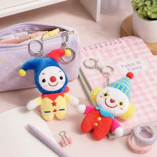 LUOZZY 2 Pcs Plush Stuffed Clown Doll Keychain for Backpack Bag Charms | Plush Clown Keyring Bag Pendant, Soft Clown Doll Keyrings for Backpacks, Purses, Circus Theme Parties, Carnival Decor thumbnail 6