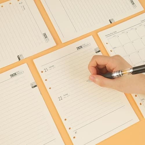Agenda semainier 2026, format A5, format A5, 6 trous, 176 pages, 139 x 206 mm, recharge de papier pour planificateur, agenda, projets de bricolage thumbnail 6