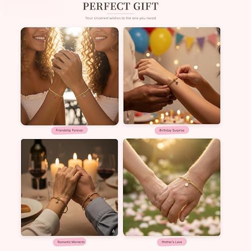 Gold Birthstone Bracelets for Women- Dainty Love Knot Snake Chain Bracelet Stack Adjustable, Trendy Personalized Friendship Birthday Christmas Jewelry Gifts for Mom Daughter Sister Friend thumbnail 5