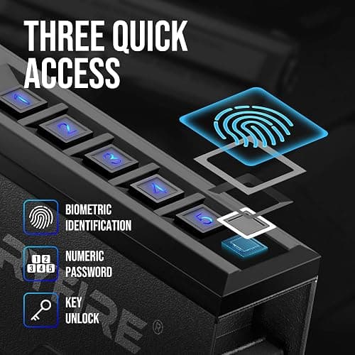 GLORYFIRE Gun Safe Biometric Pistol Safe, Mounted Nightstand Quick Access Handgun Safe and Gun Lock Box for Car, Truck, Desk, Bedside, Wall with Security Fingerprint, Key Access, PIN Code thumbnail 3