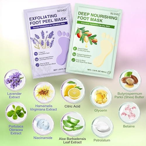 Foot Peeling 3Pcs ＆ 5Pcs Moisturizing Foot Mask, Exfoliator Peel Calluses Dead Skin Callus Remover, Hydrating Foot Masks for Dry Cracked Feet, Repair Rough Heels＆Dry Skin for Baby Soft and Smooth Feet thumbnail 4