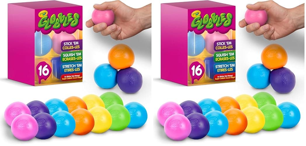 Crayola Globbles Squish Toys (16ct), Easter Egg Toy & Essential Easter Basket Stuffers, Sticky Stress Ball for Adults & Kids, Squishy Balls, Calming Sensory Gift for Stress Relief (Pack of 2) - Image 1