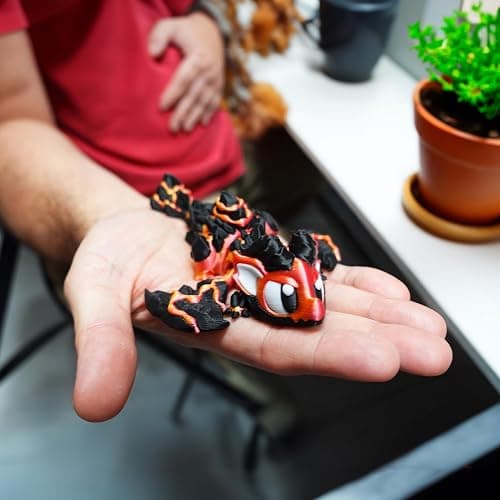 Articulated Dragon with Fantasy Egg – 3D Printed Mythical Creature Gift, Posable Jointed Companion, Collectible Detailed Shelf or Desk Decoration - For Adults (Firescale Lava Dragon + Egg) thumbnail 6