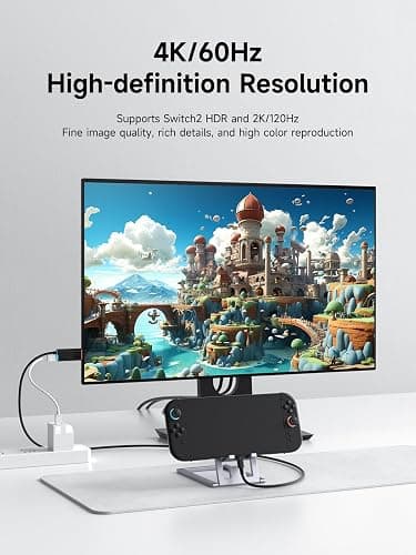 Hagibis Switch2 Dock for Nintendo Switch1/2 & Switch OLED, USB C to HDMI Cable Adapter with 4K@60Hz HDMI, 100W PD, Type-C to HDMI Adapter for Laptop, Tablet, SteamDeck, ROG Ally (Black 4K@60Hz) thumbnail 5