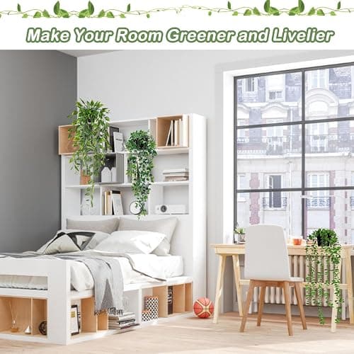 Artificial Hanging Plants 3Pcs Potted Greenery Decor - Grey Eucalyptus Mandala Snow Pea Vine in Pot Plants for Office Farmhouse Home Indoor Outdoor Decor thumbnail 2