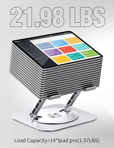 AOEVI Adjustable Computer Stand with 360 Rotating Base, Ergonimic Foldable Laptop Riser for Desk Compatible with MacBook Pro/Air Notebook up to 16 Inches, Silver thumbnail 6