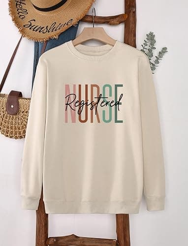 Registered Nurse Sweatshirt Women Rn Nurses Life Crewneck Long Sleeve Nursing Studenrt Pullover Tops thumbnail 4