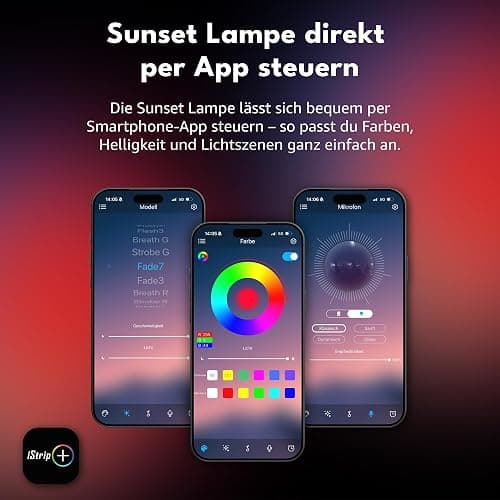 Aromaholik Sunset Lampe LED RGB, Sonnenuntergang Projektionslampe mit HD Linse, 180° drehbar, USB, Fernbedienung, TikTok Stimmungslicht thumbnail 3