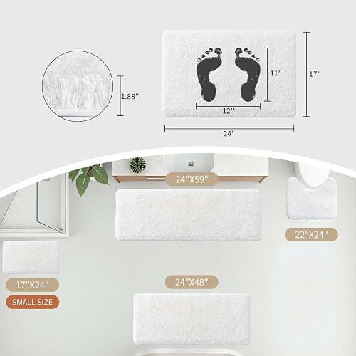 Disolla Small Bathroom Rugs 17x24 Non Slip White Fluffy Bath Mat for Bathroom Floor Machine Washable Plush Luxury Bath Rug for Tub Soft Shaggy Absorbent Shower Mat thumbnail 2