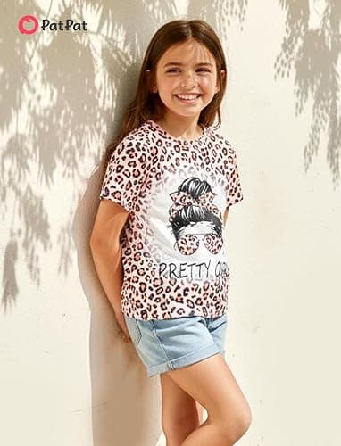 PATPAT Girls Graphic Tees Short Sleeve Crewneck Cute Print Shirts 5-14Y | Casual Trendy Tops, Fun Summer Outfits, Skin-Friendly Fabric, Soft & Breathable, Regular Fit, School/Daily Wear/Vacation thumbnail 4