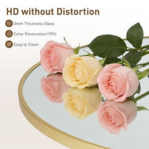 NEWBULIG Round Wall Mirror, 36 Inch Bathroom Mirrors for Over Sink, Wall Vanity Circle Mirror with Matte Metal Framed, Decor for Bathroom, Entryway, Bedroom, Gold thumbnail 3