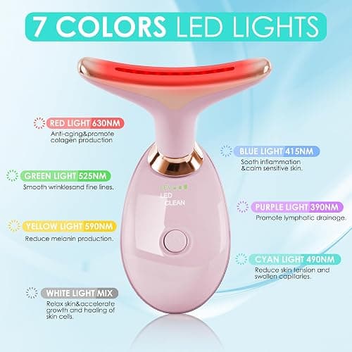 Facial Massager Red-Light-Therapy-for-Face and Neck, Face 𝖲 culpting Wand with 7 Color - Birthday, Christmas, Mothers Day, Valentines Day Gifts for Her Women Mom Best Friend Wife Teacher (Rose Gold) thumbnail 2