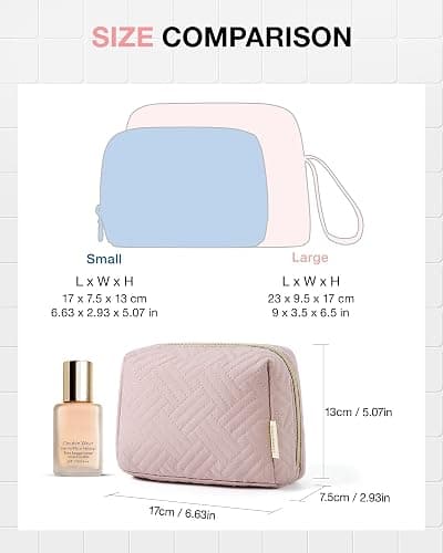 BAGSMART Small Makeup Bag, Travel Cosmetic Bag Make Up Pouch Small Travel Essentials for Women Dorm Room Essentials Pouch,Water-resistant Toiletry Bag,Makeup Organizer Bag, Pink thumbnail 7