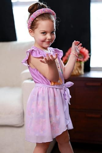 Disney Princess Frozen Elsa Minnie Mouse Stitch Toddler Girl Romper With Skirt Overlay Summer Jumpsuit with Bow 2-6 Years thumbnail 7