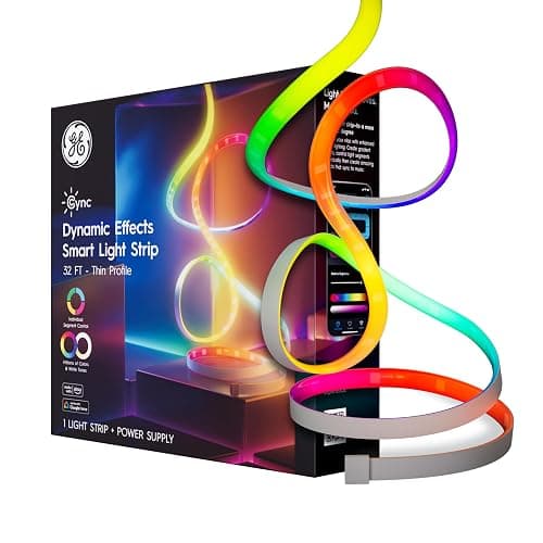 GE Cync Dynamic Effects Smart LED Light Strip with Music Sync, Color Changing WiFi Lights, Indoor Light Strip, Compatible with Alexa and Google Home, 32ft and Power Supply - Image 1