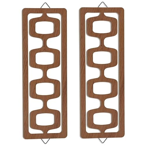 CroBlissful 2 Pcs Mid Century Wall Decor Wood Mid Century Modern Elegance Wall Accents Abstract Wall Decor Geometric Panels for Interior Wall Decor Panel Wall Art for Home Living Room (Brown) - Brown