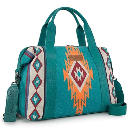 Wrangler Duffel Bag for Women Large Travel Weekender Bag Designer Aztec Carry On Bags, Turquoise - Image 1