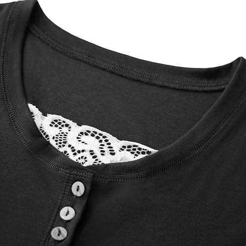 LYSINK Women Long Sleeve Tops Button Front Knit Tops Slim Fit Scoop Neck Solid Casual Henley Shirts Club Streetwear thumbnail 6