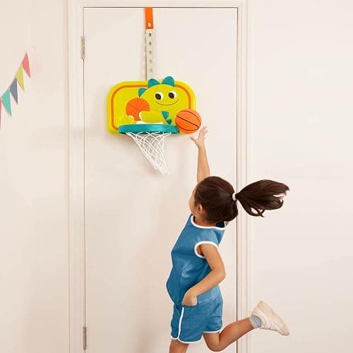 B. Toys – Hanging Basketball Net – Adjustable Height – Mini Ball & Air Pump – Sports Toys & Active Play – 3+ Years– Dinosaur Dribbler thumbnail 2