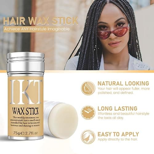 VOLLUCK Hair Wax Stick for Wigs, Edge Control Slick Stick Hair Pomade 2.7Oz Stick Non-greasy Styling Wax, Temporary Hair Styling Product for Edge Frizz Hair Pocket Size thumbnail 5