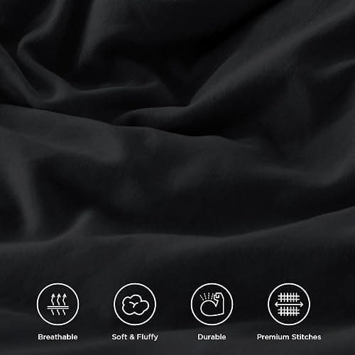 Andency Black Full Size Comforter Set(79x90Inch), 3 Pieces Fluffy Farmhouse Shabby Chic Bedding Comforter Sets, All Season Soft Lightweight Microfiber Bed Set thumbnail 8