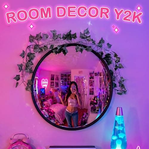 RattanView Retro Y2k Party Decor 12'' Round Acrylic Convex Mirror,Black | Fisheye Wide-angle Photo Prop, Y2K Themed Backdrop, Shatterproof Acrylic, Bedroom Classroom Decor, Retro Aesthetic Selfies thumbnail 6