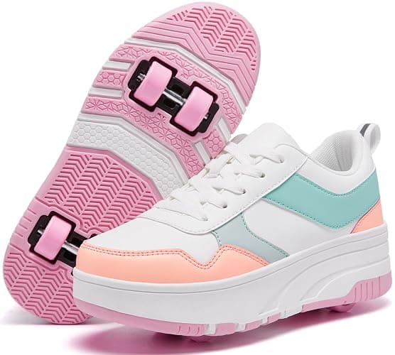 ANEFUN Roller Skate Shoes for Kids Girls Boys Detachable Wheeled Fashion Sneakers - Image 1